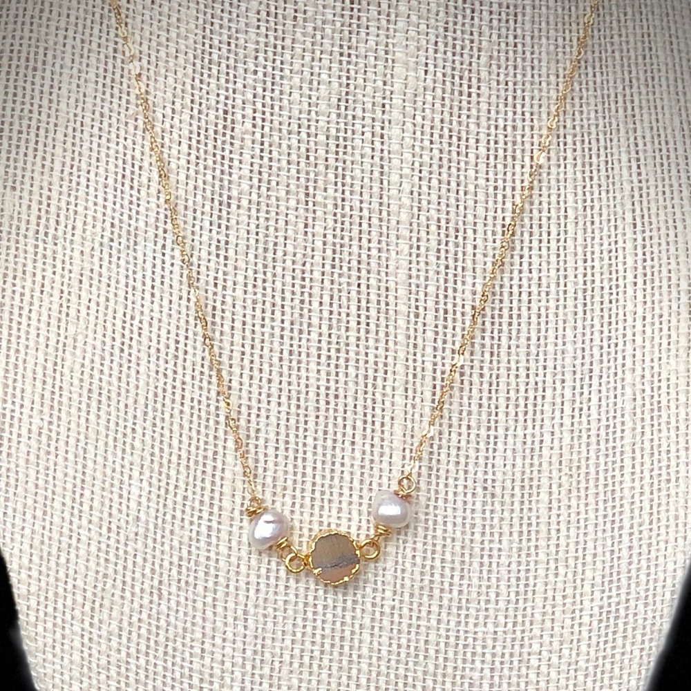 Bundle of 3 Tiger Eye & Pearl Gold Necklace